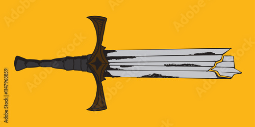 Broken fantasy sword showing destruction and damage