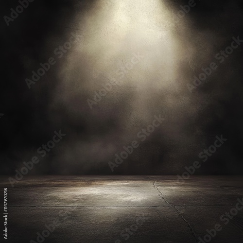 Spotlight Shines on an Empty Stage, Creating a Dramatic Atmosphere for an Upcoming Performance in a Dimly Lit Venue
