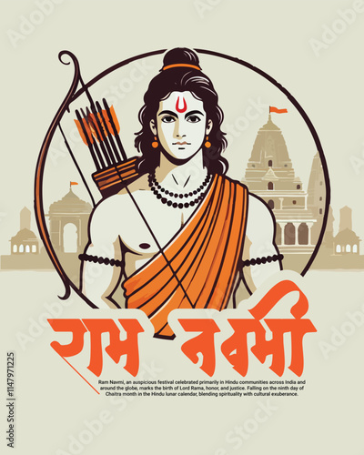 Happy ram navami and Subh ram navami with lord ram social media post banner template
