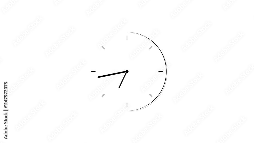 Clock icon flat style 24 Hour Day Fast Speed black color animation on white background. Digital clock time rotation 360 4k video animation.