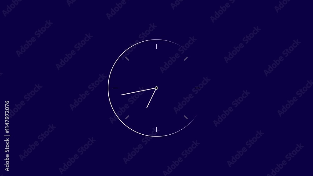 Clock icon flat style 24 Hour Day Fast Speed white color animation on dark purple background. Digital clock time rotation 360 4k video animation. Clock icon flat style 24 Hour Day Fast Speed white color animation on dark purple background. Digital clock time rotation 360 4k video animation.