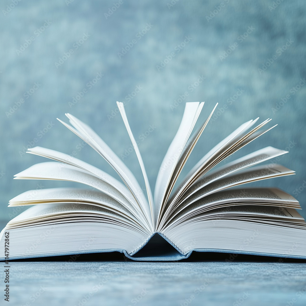 Fototapeta premium open book on blue background