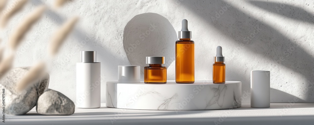 Cosmetic Bottles Scene Mockup Cosmetic Bottles Scene Mockup