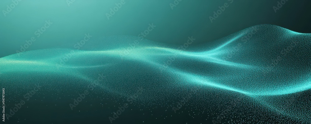 Obraz premium A textured, grainy background with a blue-green color gradient, creating a vibrant, glowing effect for a poster or cover header design.