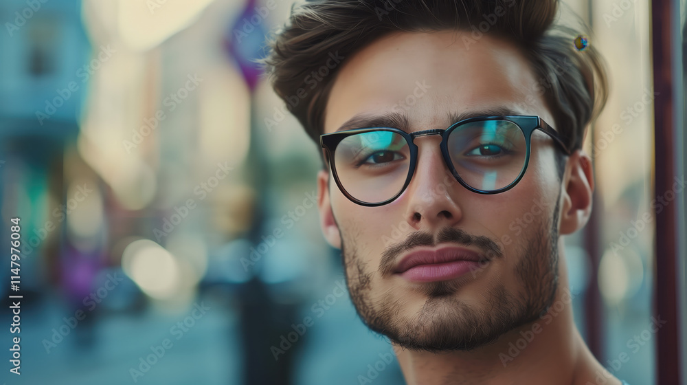 Stylish Young Man with Glasses on Urban Street - Trendy Fashion Portrait Photography for Lifestyle Blogs and Social Media Profiles Stylish Young Man with Glasses on Urban Street - Trendy Fashion Portrait Photography for Lifestyle Blogs and Social Media Profiles
