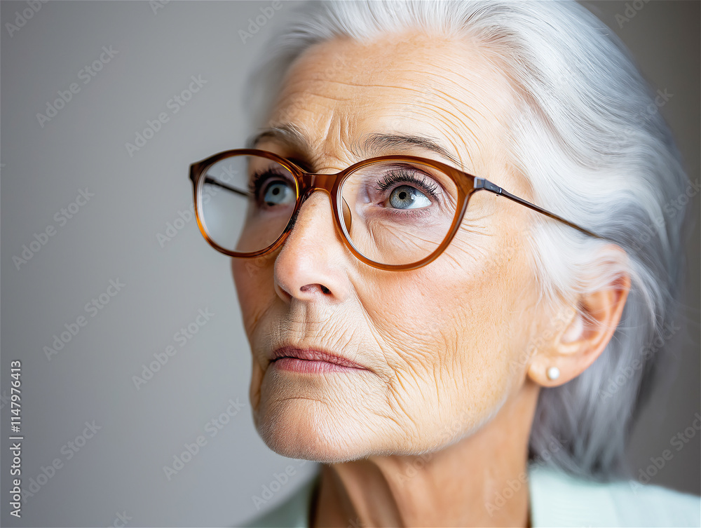 Portrait of a senior woman with glasses, expressing wisdom and experience. A powerful and emotional representation of aging and life stories. Portrait of a senior woman with glasses, expressing wisdom and experience. A powerful and emotional representation of aging and life stories.