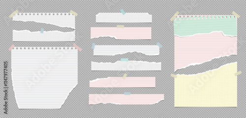 Set of torn colorful piece of paper for notes or ad.