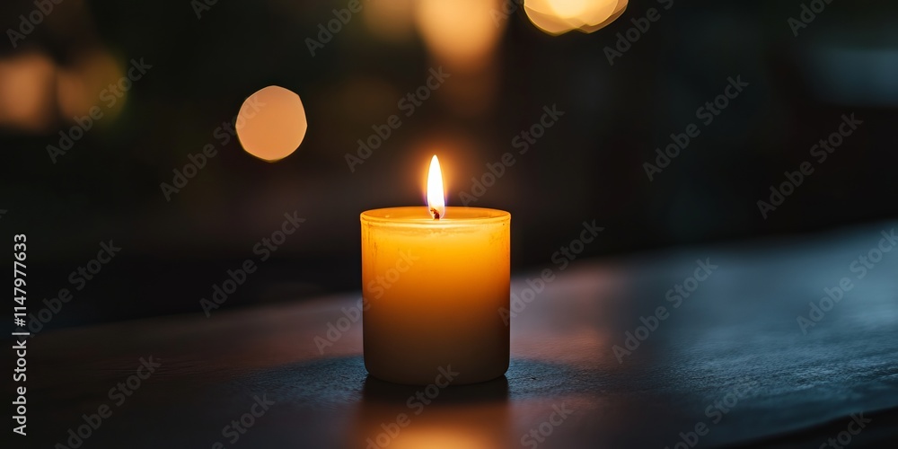 A candle is lit on a table in a dark room. The candle is the only source of light in the room A candle is lit on a table in a dark room. The candle is the only source of light in the room