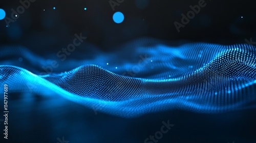 Dynamic Blue Digital Waves Flow Smoothly Across a Dark Background Creating a Mesmerizing Visual Effect in a Vibrant Tech-Inspired Environment