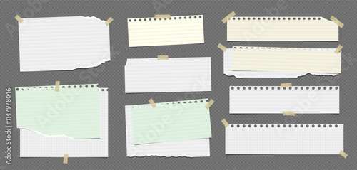 Set of torn colorful piece of paper for notes or ad.