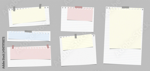 Set of torn colorful piece of paper for notes or ad.