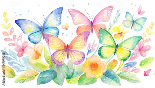 Fototapeta samoprzylepna Kolorowe motyle ilustracja dekoracja 
