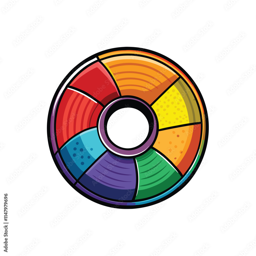 Create a vibrant vector art illustration of a doughnut chart with colorful sections representing data percentages. Include clean lines and a modern aesthetic. Create a vibrant vector art illustration of a doughnut chart with colorful sections representing data percentages. Include clean lines and a modern aesthetic.