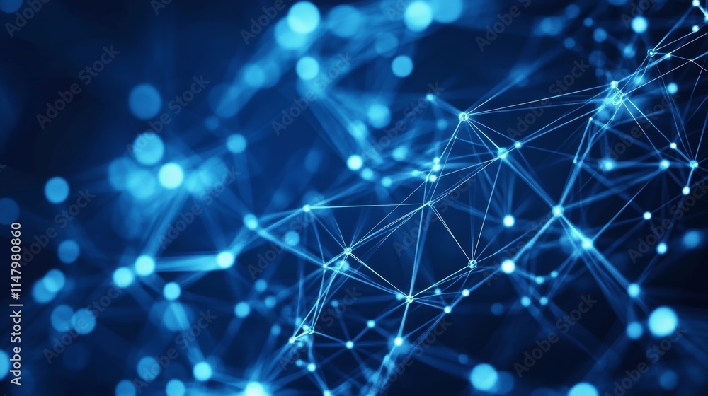 Obraz premium Digital Network Connections Depicted in Blue Color Representing Technology and Communication Systems in a Modern Background