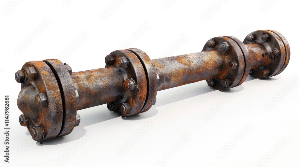 Closeup of old weathered and rusty industrial machine parts and components such as gears shafts and wheels against a plain white background Vintage grunge and grungy mechanical engineering concept Closeup of old weathered and rusty industrial machine parts and components such as gears shafts and wheels against a plain white background Vintage grunge and grungy mechanical engineering concept