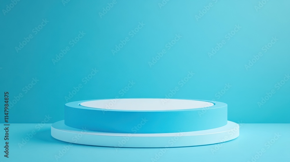 Two Tiered Circular Platform Against Blue Background Two Tiered Circular Platform Against Blue Background