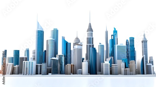 Modern City Skyline with Skyscrapers and Architectural Diversity
