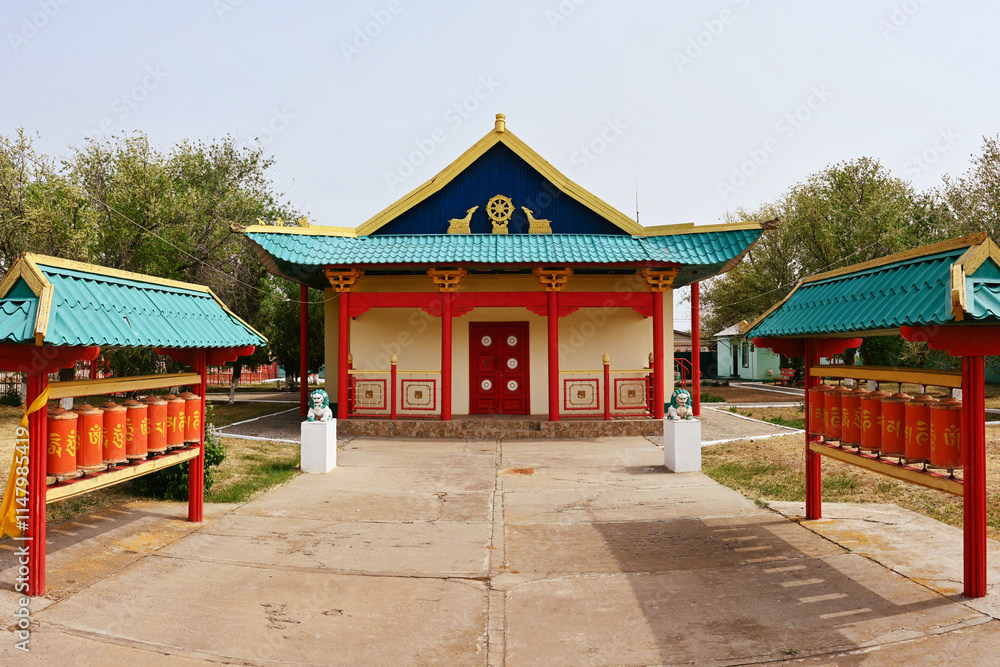 Entrance to the Buddhist temple in the village of Yashkul Entrance to the Buddhist temple in the village of Yashkul