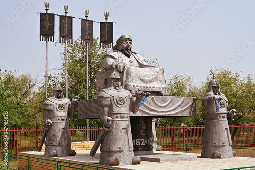 Fotografía Monument to the warrior and sovereign Genghis Khan in a Kalmyk village, Kalmykia