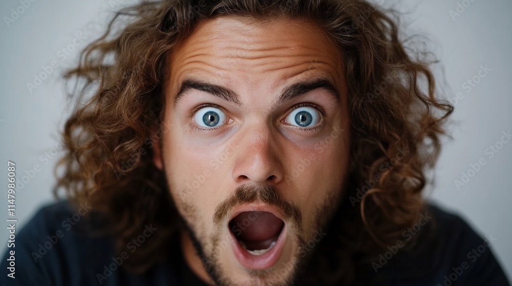 Astonished Man Close-up Portrait: Wide-Eyed Surprise Astonished Man Close-up Portrait: Wide-Eyed Surprise