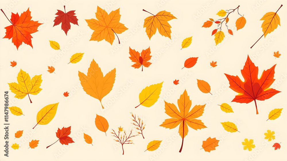 Autumn leaves or fall foliage icons. Vector isolated maple, oak or birch and rowan tree leaf set. Falling aspen, beech or elm and poplar fall foliage for seasonal holiday greeting Generative AI Autumn leaves or fall foliage icons. Vector isolated maple, oak or birch and rowan tree leaf set. Falling aspen, beech or elm and poplar fall foliage for seasonal holiday greeting Generative AI