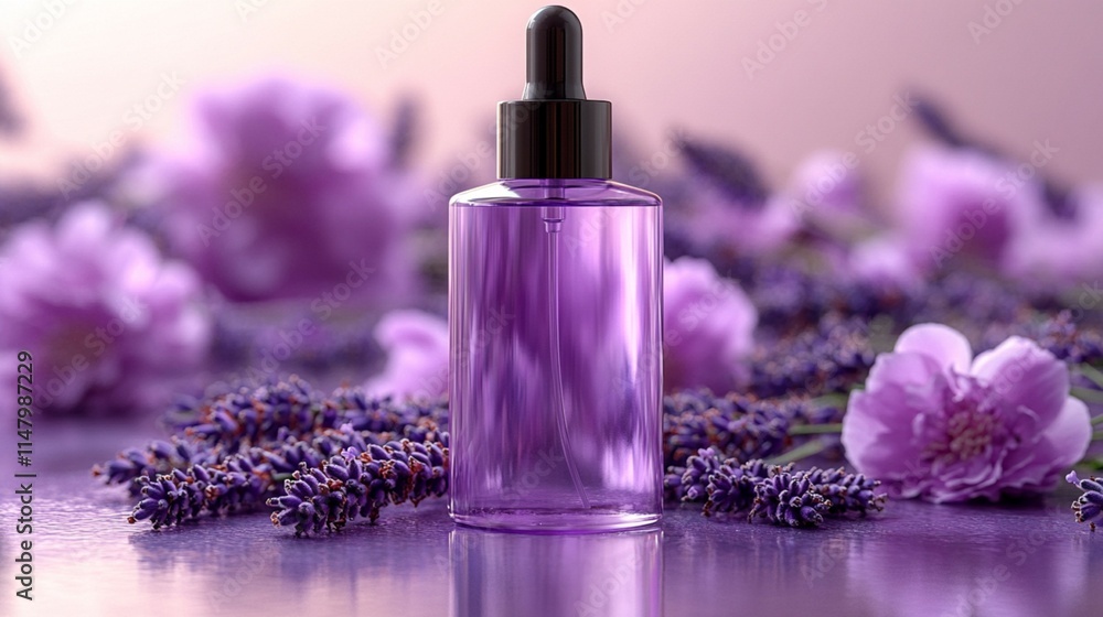 Body lotion in a bottle on a solid background with flowers. Body lotion in a bottle on a solid background with flowers.