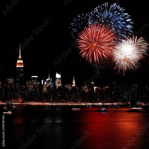 fireworks over the river photo