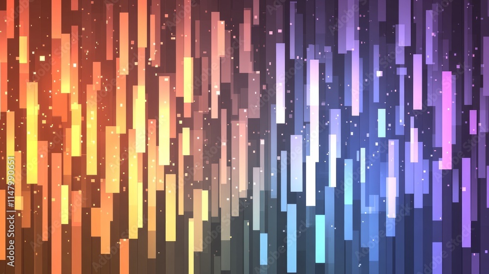 Abstract Digital Art Falling Glowing Rectangles Abstract Digital Art Falling Glowing Rectangles
