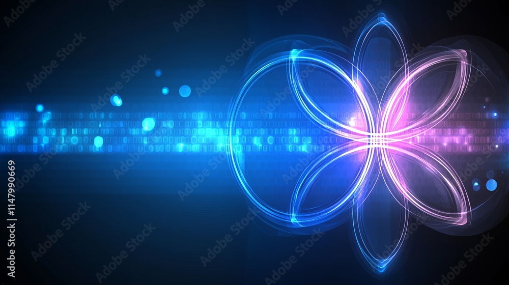 Obraz premium Abstract Digital Flower Binary Code Glow and Light