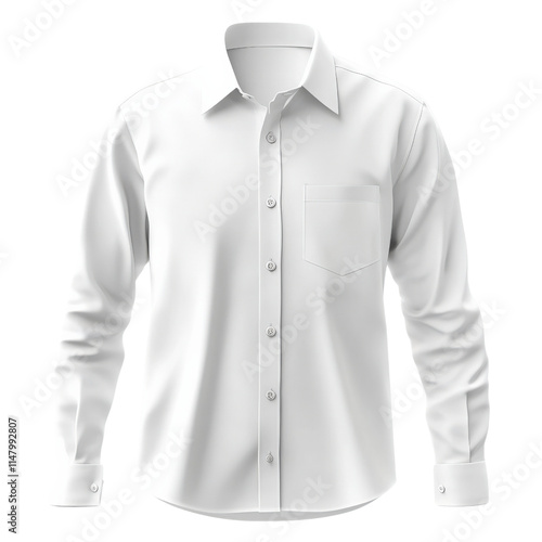 A crisp white dress shirt perfect for formal or casual occasions.