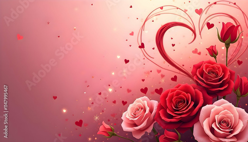 Rose and heart for valentine love