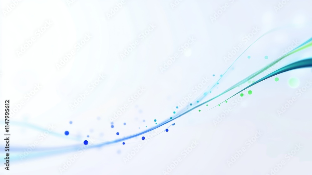 Abstract Background With Flowing Lines and Particles in Shades of Blue and Green on a Light Backdrop Creating a Serene Atmosphere Abstract Background With Flowing Lines and Particles in Shades of Blue and Green on a Light Backdrop Creating a Serene Atmosphere
