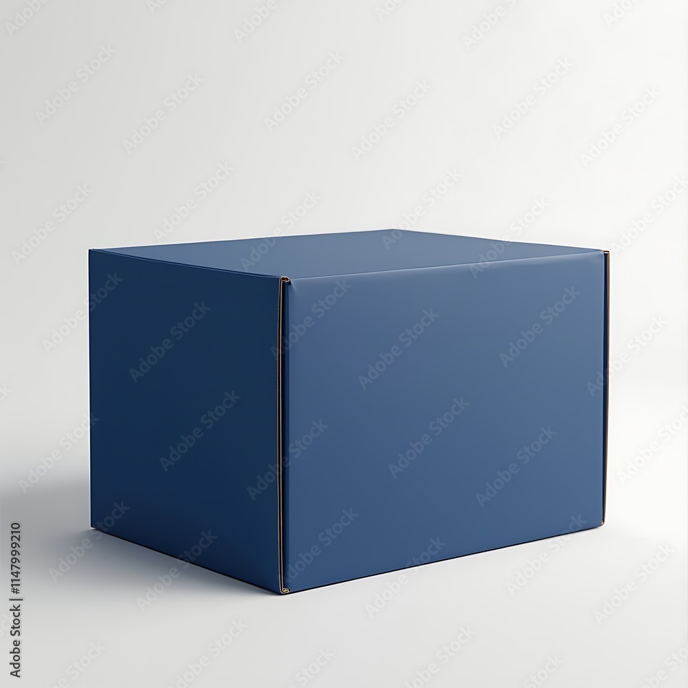 a realistic mockup blue box  with white background