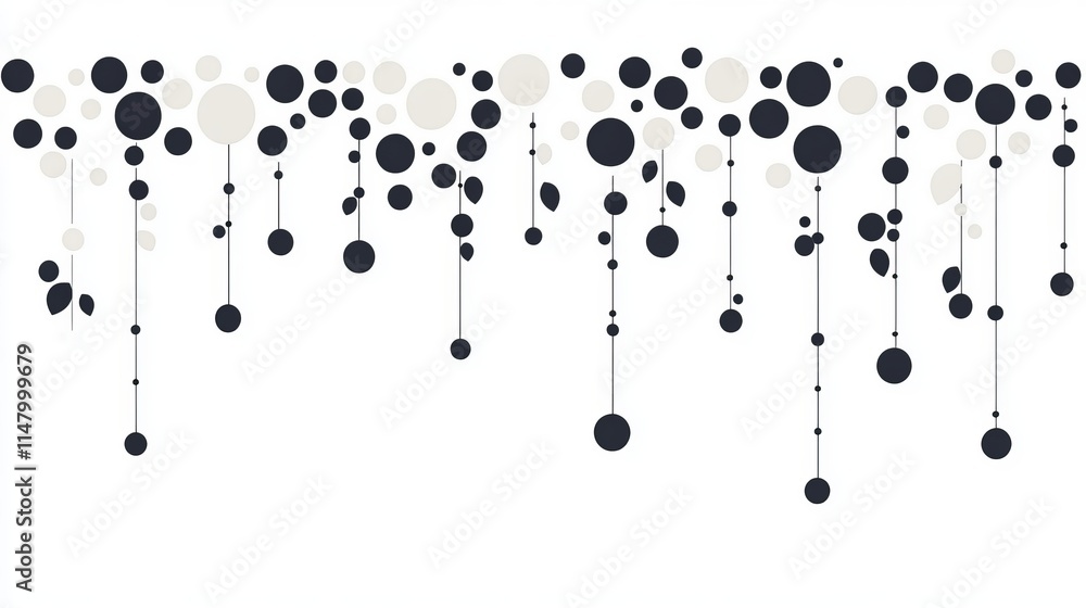 Abstract Hanging Circles Design Black and White Geometric Pattern Abstract Hanging Circles Design Black and White Geometric Pattern