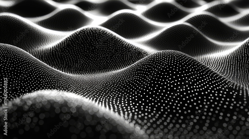 Naklejka premium Abstract grayscale wave pattern of dots.