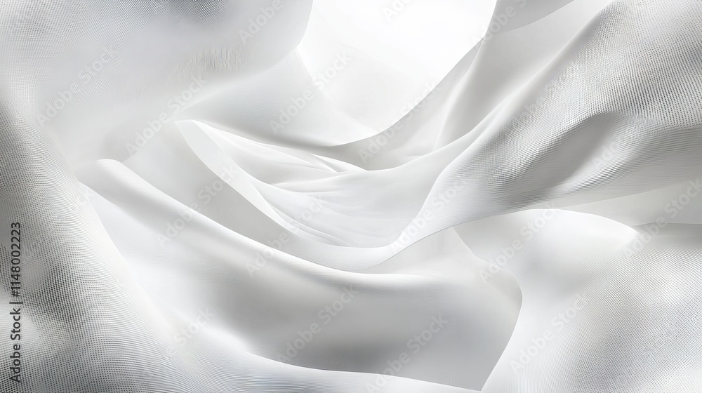 Obraz premium Elegant abstract background featuring flowing white fabric waves with soft textures and gentle curves.