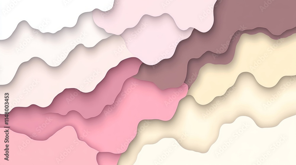 Abstract Pastel Papercut Wave Design Background Abstract Pastel Papercut Wave Design Background