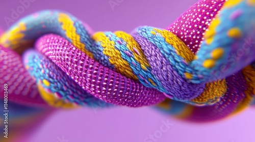 Abstract Colorful Twisted Textile Fibers Close-up