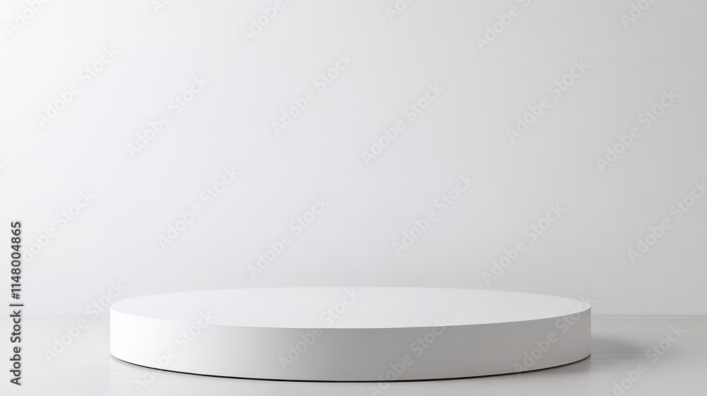 White Circular Platform Against White Wall White Circular Platform Against White Wall