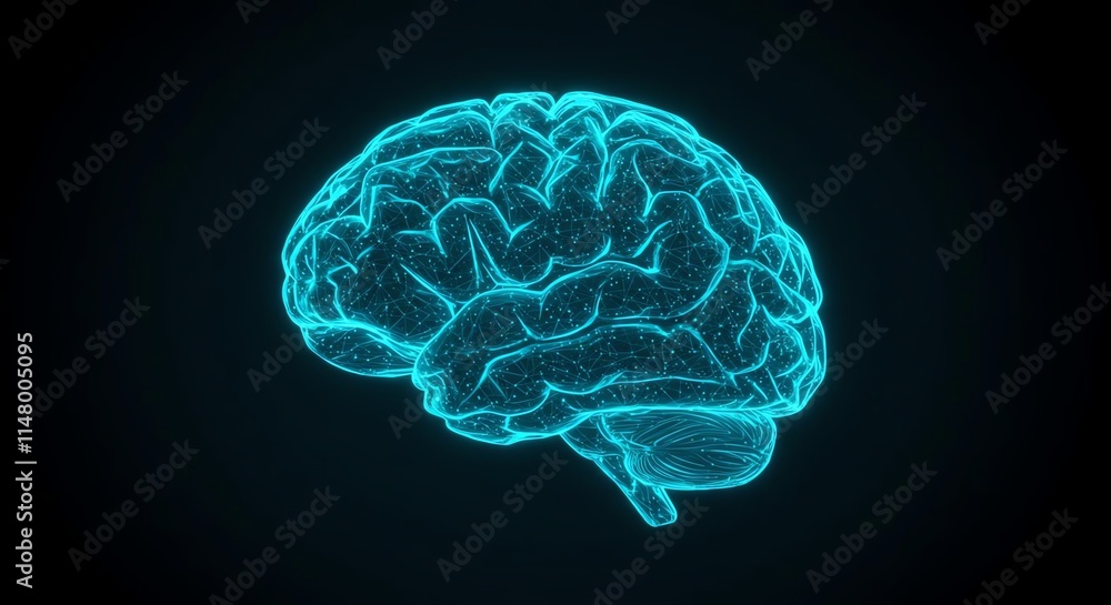 Glowing Human Brain Neural Network AI Technology Concept Glowing Human Brain Neural Network AI Technology Concept