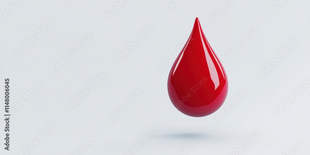 Fototapeta premium Digital Blood Drop Illustration A Shiny Red Drop Representing Blood Donation, Medicine, or Health Concept