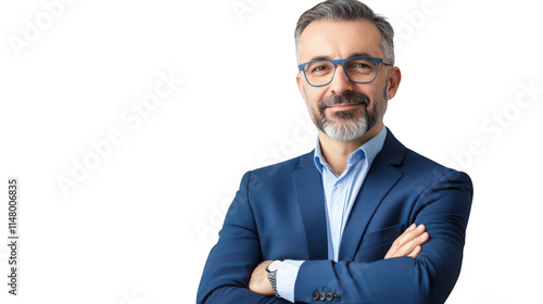 Confident Businessman in Formal Attire with Stylish Glasses