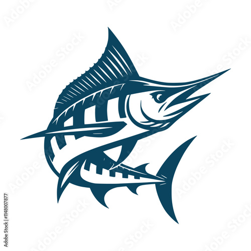 Blue marlin fish vector art illustration