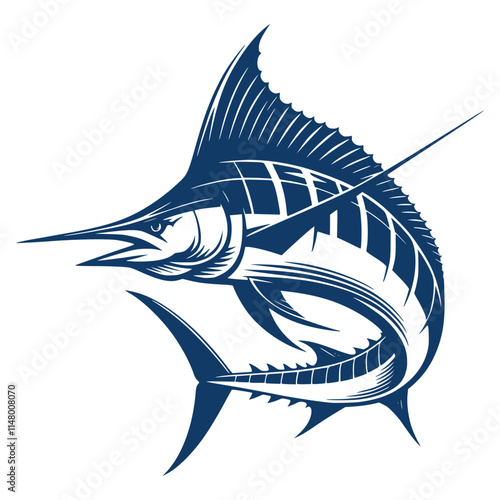 Blue marlin fish vector art illustration