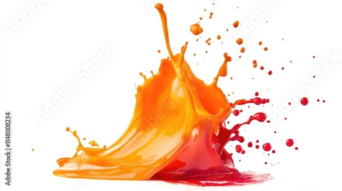 orange and red paint splash isolated on white background photo