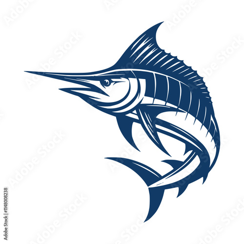 Blue marlin fish vector art illustration