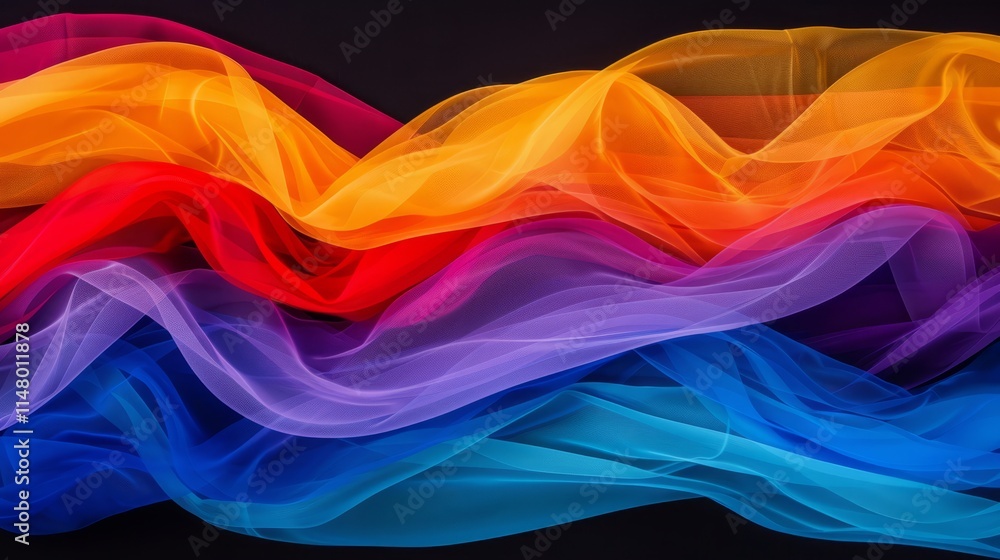 Obraz premium Colorful flowing fabric waves in vibrant hues