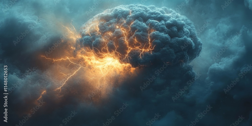 Dark Storm Clouds Illuminated by Bright Lightning Strikes in a Dramatic Display of Nature's Power During a Stormy Evening Dark Storm Clouds Illuminated by Bright Lightning Strikes in a Dramatic Display of Nature's Power During a Stormy Evening