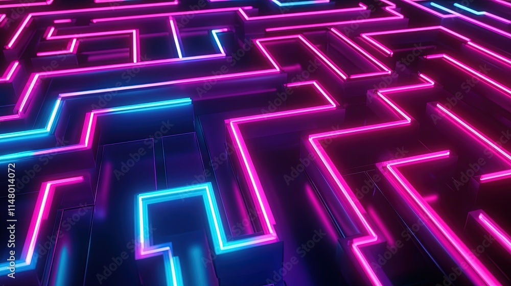 A chaotic pattern of neon lines forming a vibrant, abstract maze. A chaotic pattern of neon lines forming a vibrant, abstract maze.
