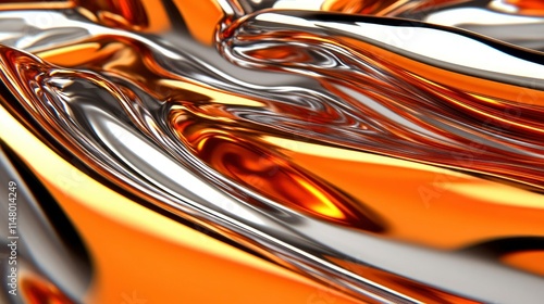 Wallpaper Mural Abstract Liquid Metal Swirls Silver and Gold Texture Torontodigital.ca